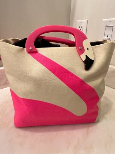 Borsa a mano Kate Spade New York manico fenicottero tote rosa caldo bianca