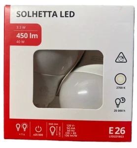 Pack of 2 LED Light Bulbs E26 Base 450 Lumens 40 W 2700K globe opal Warm White - Picture 1 of 4