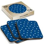 4 x Boxed Square Coasters - Paper Planes Pattern Aviation  #21992