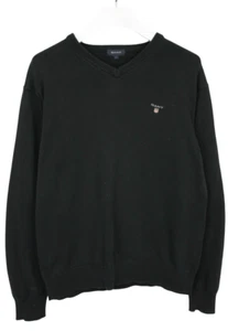 Jersey GANT Para Hombre GRANDE Cuello en V Tejido Logo Negro - Imagen 1 de 14
