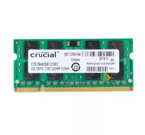 Crucial 4GB 2Rx8 PC2-5300S DDR2 667Mhz 200Pin RAM Memory Laptop 1.8V SODIMM CL5 - Picture 1 of 6
