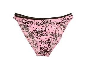 De La Mer TP LOW RISE Pink Brown Swirl Polka Dot Swimsuit Junior's Bikini Bottom - Picture 1 of 9