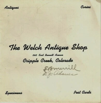 CRIPPLE CREEK VICTOR TELLER COUNTY COLORADO GOLD MINES 1940s MAP WELCH ANTIQUES - Image 1 of 3