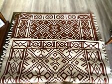 Vintage Handwoven WOOL AREA RUG 1980s NEVER USED! Brown & White GREECE 57" x 88"