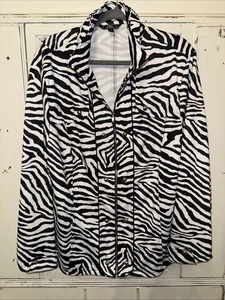 Y2K Zebra Giacca con Zip Lisa International 1x - Foto 1 di 8