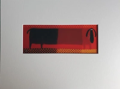 Litografía pequeña montada Govinder Nazran "Vincent Vauderville". Perro Foto 1 de 4