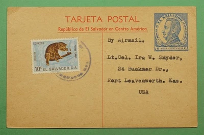 DR WHO EL SALVADOR UPRATED POSTAL CARD TO USA w13894 - Image 1 of 2
