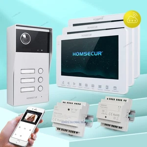 HOMSECUR 7" WIFI 2 Wire Video Doorphone Intercom Door Bell Monitoring 3 Families - Picture 1 of 14
