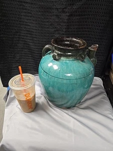 19th C Dragon Martaban Wine Oil Jar blue Antique Chinese pottery 11.25" - Picture 1 of 9