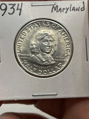 1934 Maryland Tercentenary Classic Commemorative Half Dollar 50c Silver Coin - Image 1 of 4