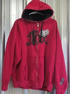 Vtg Fox Racing Mens XL Distressed Script Spell Out Chain Stitch Full Zip Hoodie - Picture 1 of 10