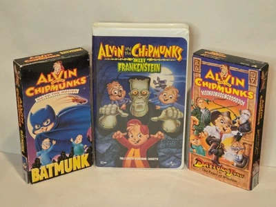 Alvin and the Chipmunks 3 VHS LOT Batmunk Daytona Jones Frankenstein - Image 1 of 4