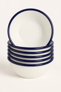 6x Falcon White Enamel Pudding Basin Bowl Oven Baking Pie Dish Camping Outdoor - Picture 1 of 5