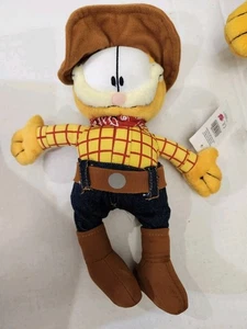 Neu aus altem Lagerbestand Garfield Cowboy Outfit Plüsch 10 Zoll PAWS GOSH mit Etikett gelb kariertes Hemd  - Bild 1 von 2