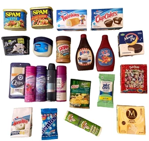 Mini Brands Retro Lot 22 Groceries Dove Hersheys Heinz Spam Bosco Twinkies Moon - Picture 1 of 18