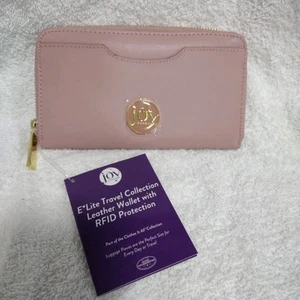 JOY Mangano ELite Travel Collection Pink Leather Wallet w/RFID Protection - Picture 1 of 9