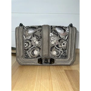 Rebecca Minkoff Flower Embroidered Small Love Crossbody Bag, Mushroom - Picture 1 of 13