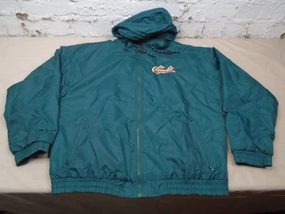 Vintage 90s Chevorlet Green Full Zip Windbreaker Fleece Lined Jacket Hooded XL - Image 1 of 4