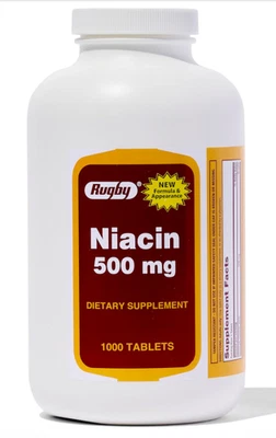 橄榄球烟酸500毫克片1000克拉-有效期02-2026 — 第 1/4 张图片