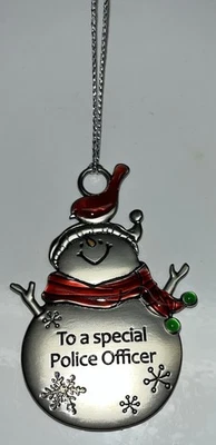 Policía Oficial de Policía Muñeco de Nieve de Metal Plateado Adorno de Navidad Regalo Ganz Foto 1 de 4