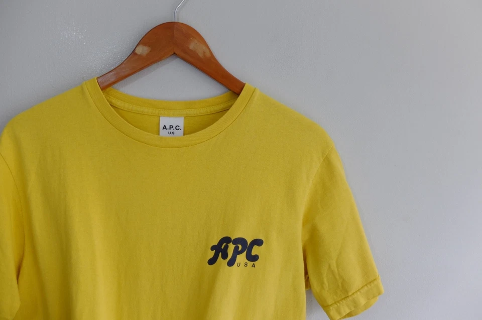 Mens APC yellow T-shirt S/M  crew neck cotton Made in USA - Image 1 of 4