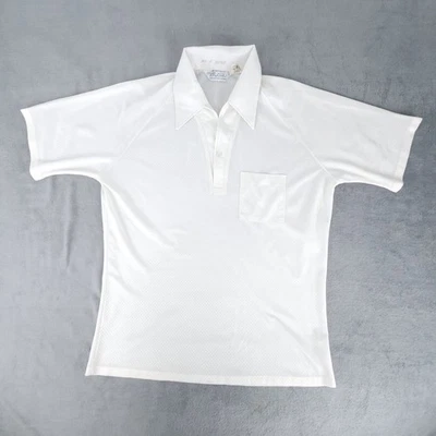 Винтажная мужская рубашка-поло Lilly Dache Disco L белая серебристая блестящая полиэстер атлас 70-е - Изображение 1 из 4