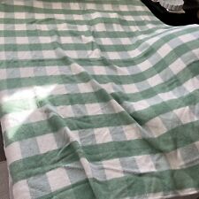 Vintage Scottish 100% Wool Light Green Cream Check  Blanket 60”x79” Laidlaws