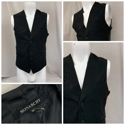 Chaleco Monarchy M Negro Poli Rayón 4B 2 Bolsillos Poli Rayón NUEVO CON ETIQUETAS $92 YGI N2-37 Foto 1 de 4