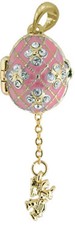 Faberge Egg Pendant / Charm with Angel 2 cm pink #0736