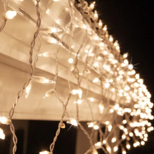 150 Icicle String Lights Indoor Outdoor Christmas Icicle Lights White Wire 8.5ft - Picture 1 of 39
