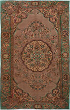Vintage Hand-Knotted Turkish Carpet 5'8" x 9'0" Traditional Wool Rug