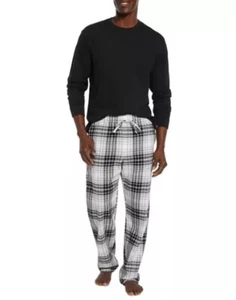 GAP Men's Flannel Sleep Set True Black Plaid Pajamas Pants Top Size Small NEW - Picture 1 of 6