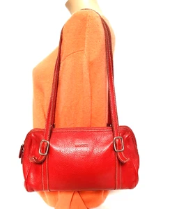 VINTAGE ROOTS CANADA ROT LEDER SCHULTER HANDTASCHE - Bild 1 von 8