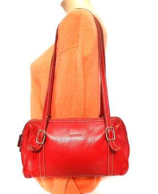 BOLSO DE HOMBRO VINTAGE RAÍCES CANADÁ CUERO ROJO Foto 1 de 4