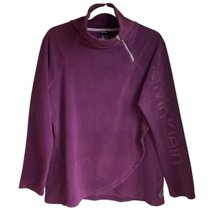 Calvin Klein womens Sz.Medium sweatshirt Purple zip-up tulip asymmetric - Picture 1 of 7