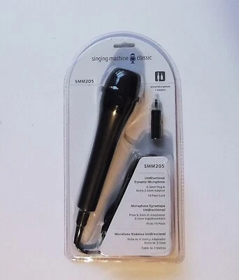 Singing Machine Microphone for Karaoke Black Unidirectional Dynamic Wired - Image 1 of 2