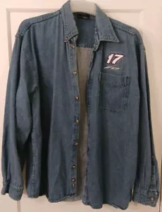 Vintage Chase Authentics Denim Shirt Mens Blue Jean Nascar #17 Matt Kenseth Xl - Picture 1 of 8