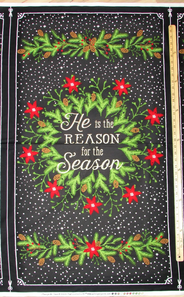 He is the Reason for the Season Jesus Religious Christmas Fabric 23" Pnl  #82478 - Image 1 of 1