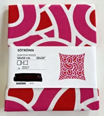 IKEA SOTRONN Cushion Cover White/Bright Red Pink 20x20" 805.804.82 - Image 1 of 4