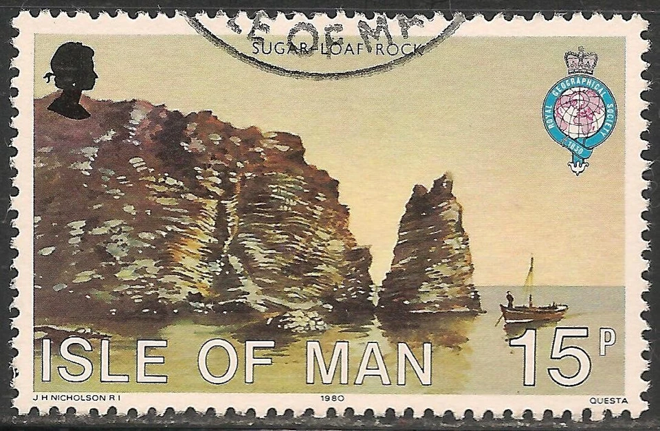 Isle Of Man #167 VF USED - 1980 15p Sugar-Loaf Rock and Emblem - Image 1 of 1