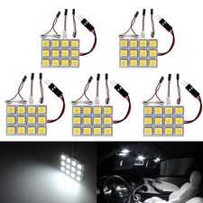 5X 6000K White 12SMD LED Panel Festoon T10 Adapter Interior Dome Map Light Bulbs
