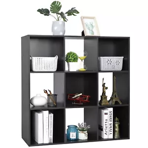 9 Cube Storage Organizer Wooden Display Cube Shelf 5 Removable Back Panels Black - Picture 1 of 12
