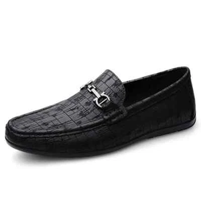 Genuine Leather Men's Loafers Casual Shoes Comfy Flats Driving Moccasins Shoes - Image 1 of 4