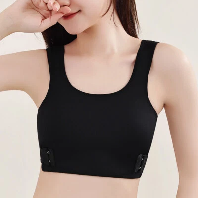 Lady Les Breast Chest Binder Tomboy FTM Crop Vests Bra Bandage Buckle Soft Basic - Image 1 of 4