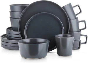 Stone Lain Coupe Stoneware Dinnerware Set, Service for 4, Gray Matte - Picture 1 of 12
