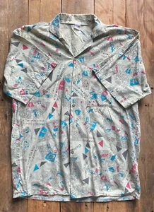 Vintage Zodiac Pattern Short Sleeve Shirt - Green - Medium - Cotton - Picture 1 of 12