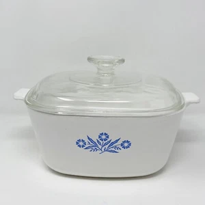 Vtg Corning Ware Casserole Baking Dish w/ Lid 2 1/2 Qt Blue Cornflower USA Made - Picture 1 of 8