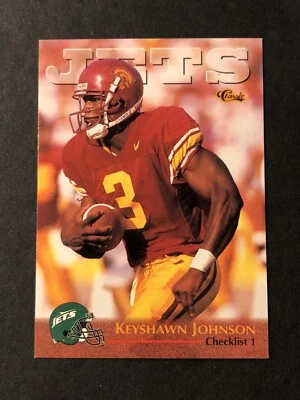 1996 Classic NFL Rookies Checklist #99 Keyshawn Johnson Jets Football Card RC - Image 1 of 2