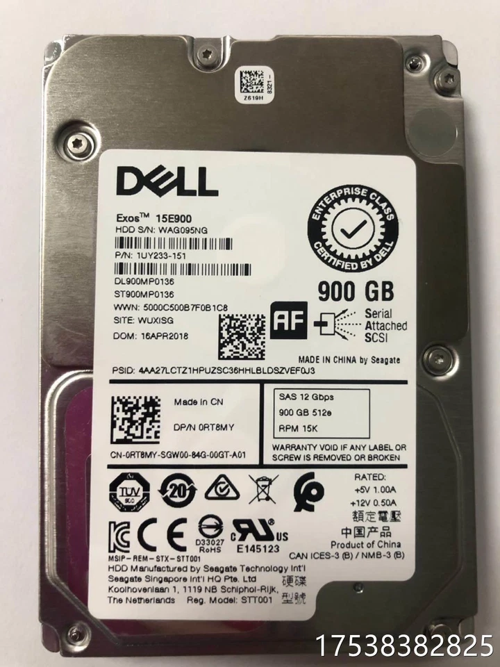RT8MY DELL 900GB 15K 2.5" 12Gbps SAS 512e HARD DRIVE ST900MP0136 0RT8MY - Image 1 of 3