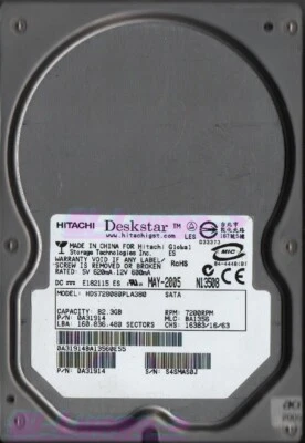 Hitachi Deskstar HDS7280080PLA380 - 3.5" 82.3GB  Hard Disk HDD - P/N 0A31914 - Immagine 1 di 4